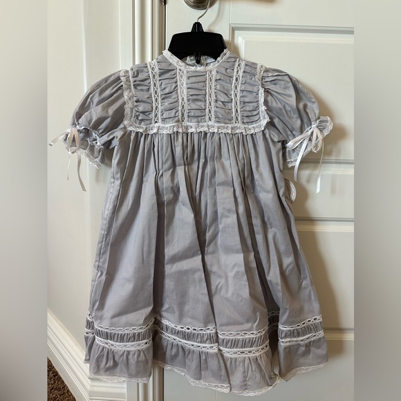 NWT! Toddler beautiful grey dress with white lace trim. Kept in plastic bag! - Picture 1 of 14